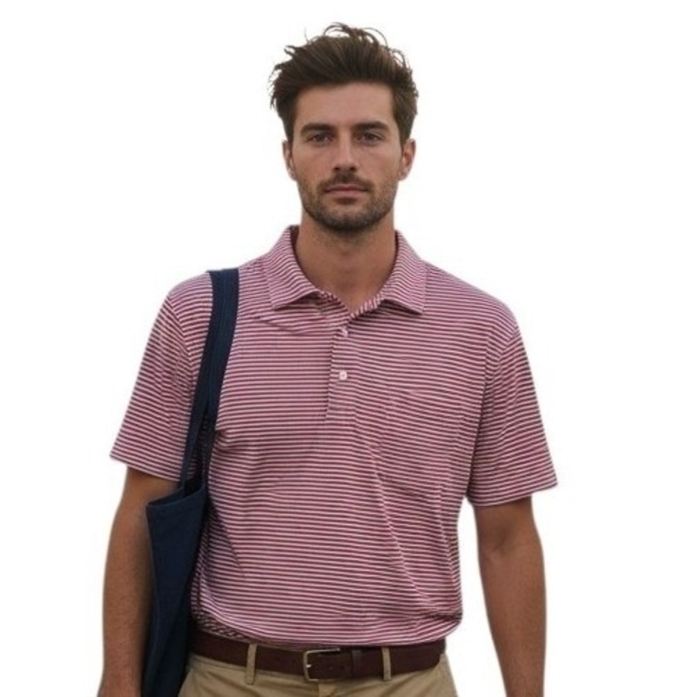 Johnnie-O Stripe Nautical Americana Mens size Medium Preppy Classic Polo Shirt